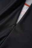 Orange Casual Print Printing Stringy Selvedge O Neck Bedrucktes Kleid Plus Size Kleider