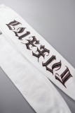 Calça preta casual com estampa de letra básica regular cintura alta convencional com estampa de posicionamento
