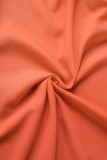 Top con scollo a O asimmetrico patchwork con stampa sexy rosso mandarino