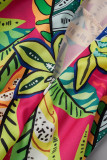 Robes de robe imprimées à bretelles spaghetti à bandage floral de vacances décontractées vertes