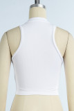 White Casual Solid Basic Half A Turtleneck Tops