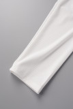 Bianco Sexy Casual Solid Backless Gilet Pantaloni Colletto Obliquo Senza Maniche Due Pezzi