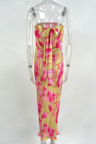 Платья-юбки-карандаш без бретелек с принтом Tangerine и сексуальным принтом в стиле пэчворк