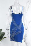 Vestiti caldi dal vestito dall'imbracatura della cinghia di spaghetti del trivello caldo sexy di perforazione calda blu