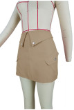 Black Sexy Street Solid Patchwork High Waist Pencil Solid Color Bottoms