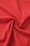 Chalecos plegables sólidos casuales de talla grande rojos Cuello cuadrado de color sólido Una línea