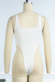 Blanc Sexy Casual Solid Patchwork U Neck Tops
