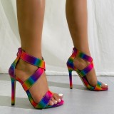 Zapatos de puerta con estampado de patchwork informal en color (Altura del tacón 4.53in)
