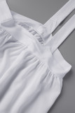 Chalecos con pliegues sólidos informales de talla grande en color blanco Cuello cuadrado de color sólido Una línea
