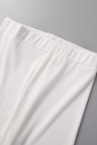 Blanco Sexy Casual Sólido Sin espalda Chalecos Pantalones Cuello oblicuo Sin mangas Dos piezas