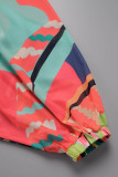Kleur sexy print patchwork asymmetrische O-hals tops