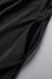 Черный сексуальный повседневный сплошной бинт с открытой спиной Спагетти ремень без рукавов из двух частей