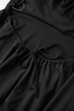 Khaki Sexy Casual Solid Bandage Rückenfrei O-Ausschnitt Langes Kleid Kleider