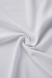 Chalecos con pliegues sólidos informales de talla grande en color blanco Cuello cuadrado de color sólido Una línea