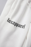 Pantalones estampados de letras informales básicos de cintura alta con estampado de posicionamiento convencional blanco