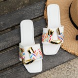 White Casual Patchwork Basic Square Comfortable Shoes
