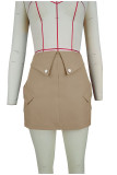 Black Sexy Street Solid Patchwork High Waist Pencil Solid Color Bottoms