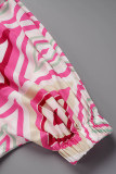 Roze Casual Zoet Schattig Eenvoud Niet positionering Gedrukt Basic Printing Off-shoulder baljurkjurken