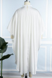 Weiße lässige tägliche feste Applikationen, die O-Ausschnitt-lange Kleid-Kleider bördeln
