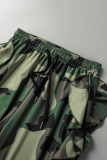 Camouflage Casual Camouflage Print Patchwork Regular Pantaloni a vita alta convenzionali con stampa completa