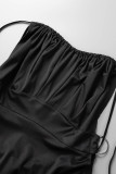 Khaki Sexy Casual Solid Bandage Rückenfrei O-Ausschnitt Langes Kleid Kleider