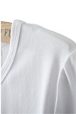 T-shirt con collo a O stampate con labbra casual bianche da strada