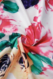Multicolor Casual Print Patchwork V-Ausschnitt Lange Kleider