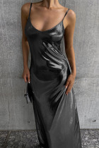 Черные сексуальные однотонные бронзовые платья-футляры с открытой спиной на тонких бретелях