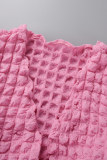 Розовый сексуальный повседневный однотонный бандаж с v-образным вырезом и коротким рукавом из двух частей