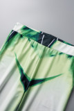 Combinaisons maigres vertes à imprimé patchwork O Neck (avec gants)