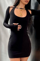 Черные сексуальные знаменитости сплошные выдолбленные платья с обернутой юбкой и лямкой на шее