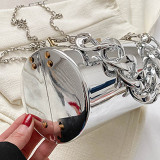 Silver Casual Solid Patchwork Chains Bags