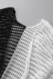Patchwork Sexy Noir Et Blanc Creusé Transparent Cardigan Contraste Maillots De Bain Cover Up