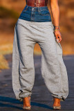Pantalones de retazos Harlan de cintura alta con retazos lisos grises de Street Street