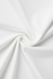 Blanc Sexy Solide Patchwork Volant Asymétrique Hors De L'épaule Robe Irrégulière Robes