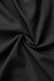 Black College effen patchwork gesp volant A-lijn jurken