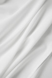 Vestido longo branco sexy patchwork com gola redonda