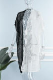 Turkoois sexy patchwork uitgehold doorzichtig vest met contrasterende badkleding