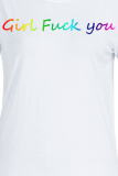 T-shirts décontractés à col rond et patchwork imprimé rue bleu marine
