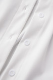 Col de chemise patchwork imprimé décontracté manches courtes deux pièces bleu clair
