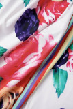 Multicolor Casual Print Patchwork V-Ausschnitt Lange Kleider