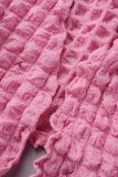 Bandagem Rosa Sexy Casual Sólida Gola V Manga Curta Duas Peças