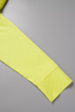 Tops de cuello de camisa de patchwork sólido casual amarillo