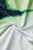 Groene sexy print patchwork magere jumpsuits met ronde hals (met handschoenen)
