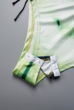 Зеленые узкие комбинезоны с круглым вырезом в стиле пэчворк с сексуальным принтом (с перчатками)