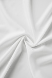 Weiße sexy Patchwork-Schlitz-Umlegekragen-lange Kleider