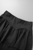 Черный сексуальный сплошной бинт в стиле пэчворк с воланами и квадратным воротником без рукавов из двух частей