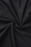 Черный сексуальный уличный принт в стиле пэчворк с круглым вырезом и коротким рукавом из двух частей
