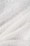Bianco sexy solido scavato paillettes patchwork o collo top