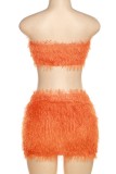 Orange Sexy Casual Solid Backless Strapless Sleeveless Two Pieces